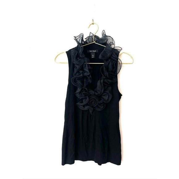 Black Ruffle Neck Sleeveless Blouse White House Black Market XS - Picture 3 of 10
